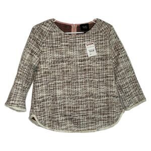 W5 Women’s 3/4 Sleeve Tan Tweed Sweater, Small, NWT